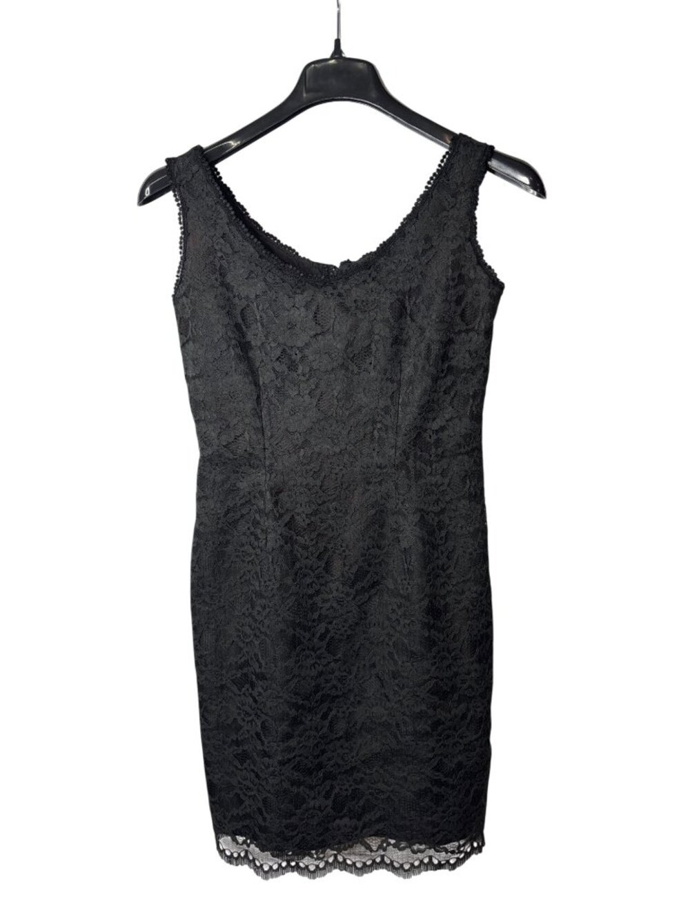 Vtg 90s My Michelle Little Black Dress Sheath 9/10 Lace Lined Above Knee Altered